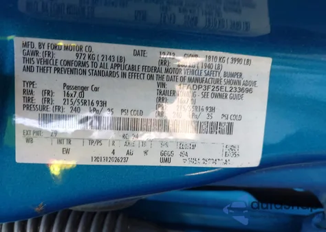 2014 Ford Focus Se z USA, uszkodzony, nr VIN 1FADP3F25EL233696